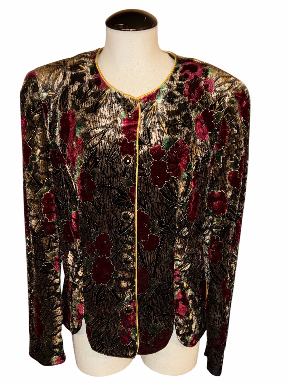 Vintage velvet burnout blazer shoulder pads R & K size 8 whimsigoth textured
